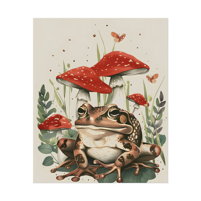 Retro Frog Smile: Colorful Mushroom Friends - Poster