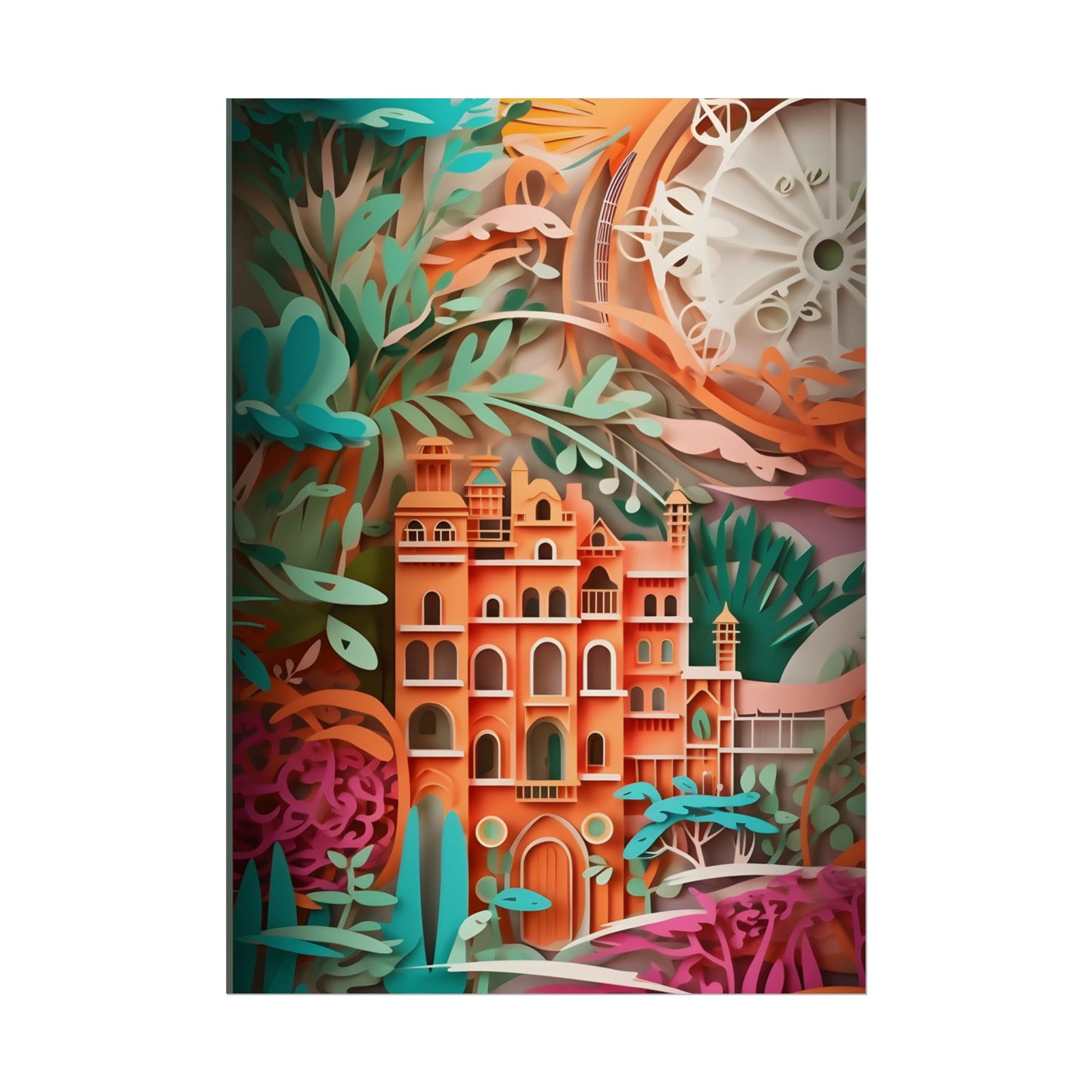 European Paper Quilled Landscape: Artistic Craftsmanship - Poster