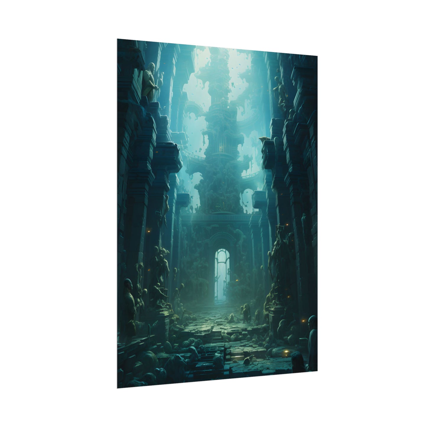Lost Underwater Civilization: Ancient Ruins in Sunken Depths - Poster