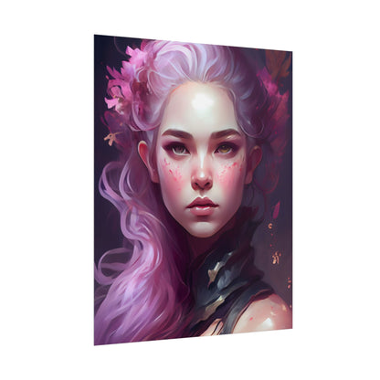 Astonishing Female Portrait with Pink Hair: Dre Artwork - Poster
