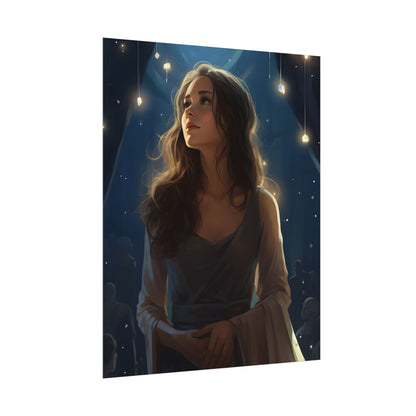 Contemplative Moment: A Person in Reflection - Dark Colored Portrait - Poster