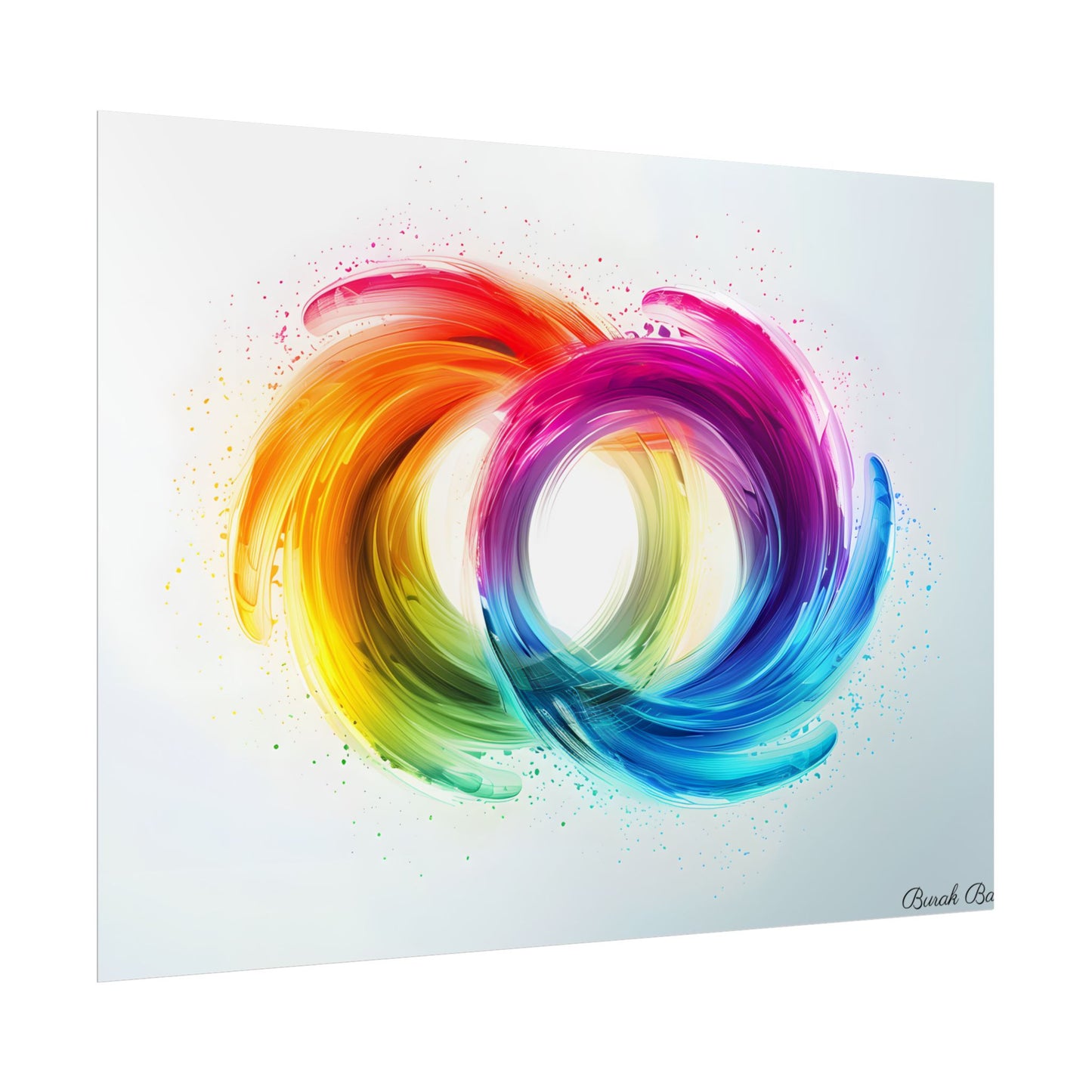 Swirling Colors: Gradient Artwork with Red, Blue, and Yellow Circles - Poster