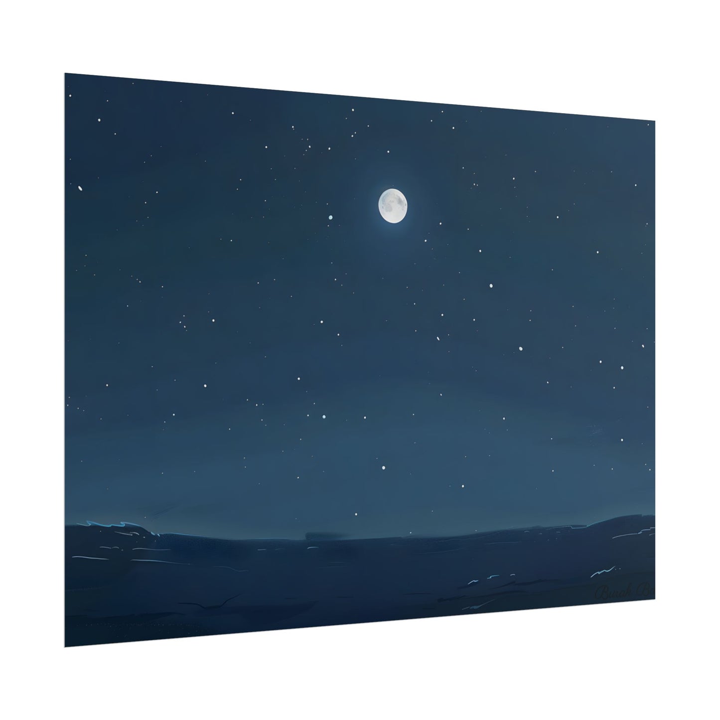 Starry Night Sky: Minimalist Beauty in Blue - Poster