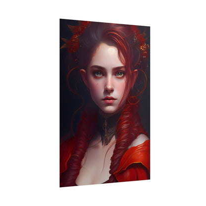 Redhead Portrait: Vibrant Dress Artwork - Poster
