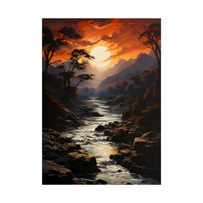 Breathtaking Waterfall: Impressionist Oil Painting in Serene Atmosphere - Poster