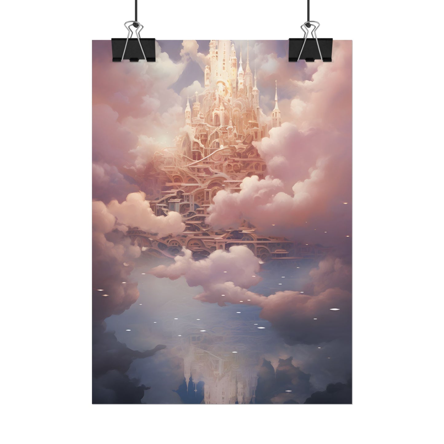 Celestial Fantasy Floating City: Digital Artwork - Poster