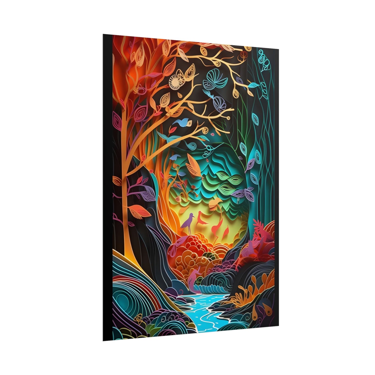 Peaceful Island Oasis: Paper Quilling Landscape Art - Poster