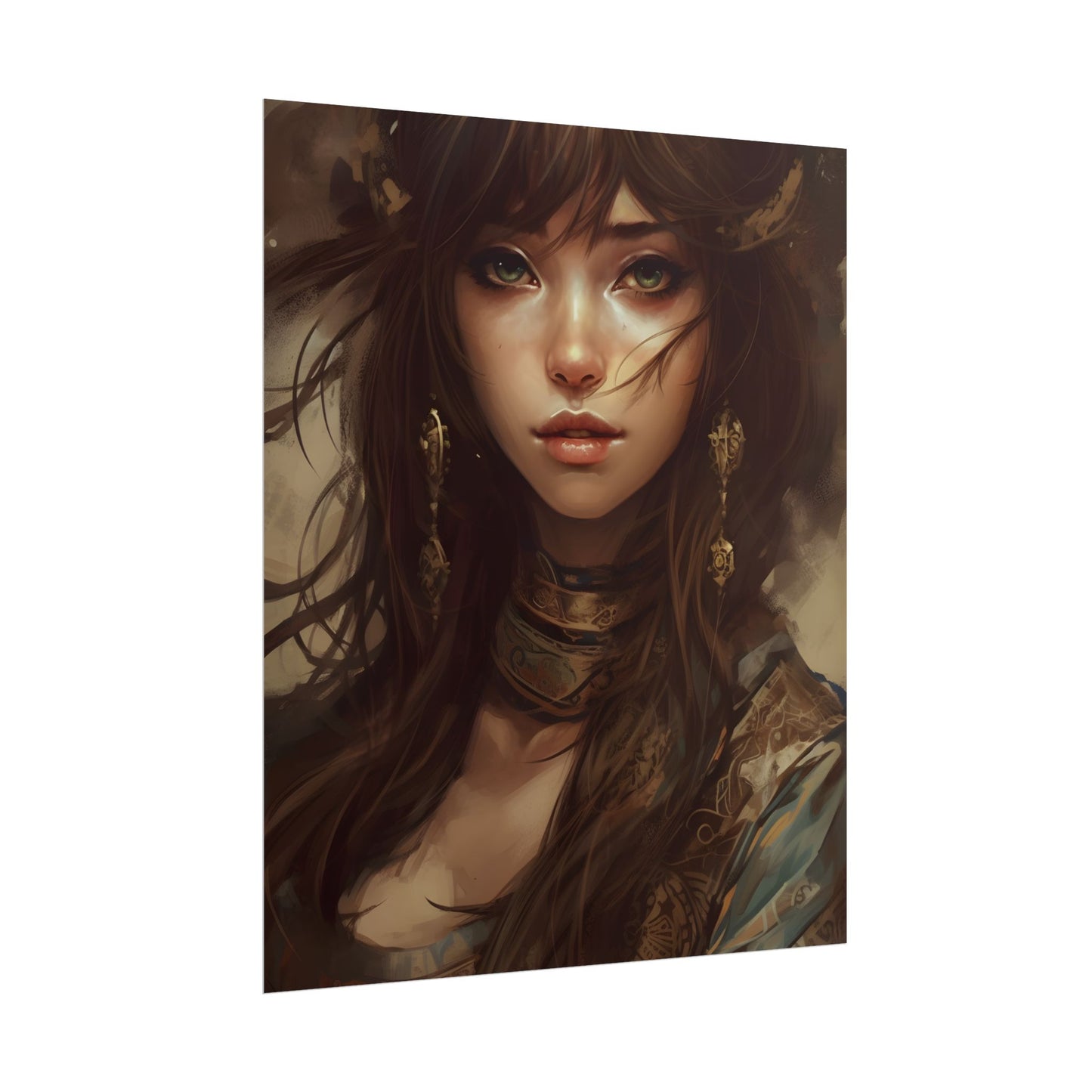 Enchanting Brunette Portrait: Gentle Beauty - Poster