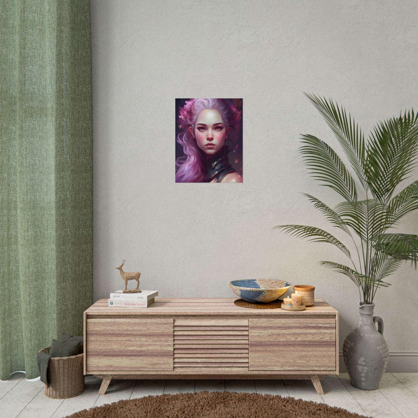 Astonishing Female Portrait with Pink Hair: Dre Artwork - Poster