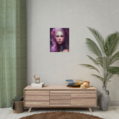 Astonishing Female Portrait with Pink Hair: Dre Artwork - Poster