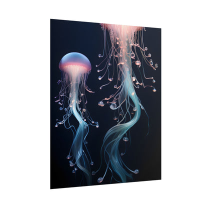 Bioluminescent Oceanic Ballet: Underwater Dancer in Motion - Poster