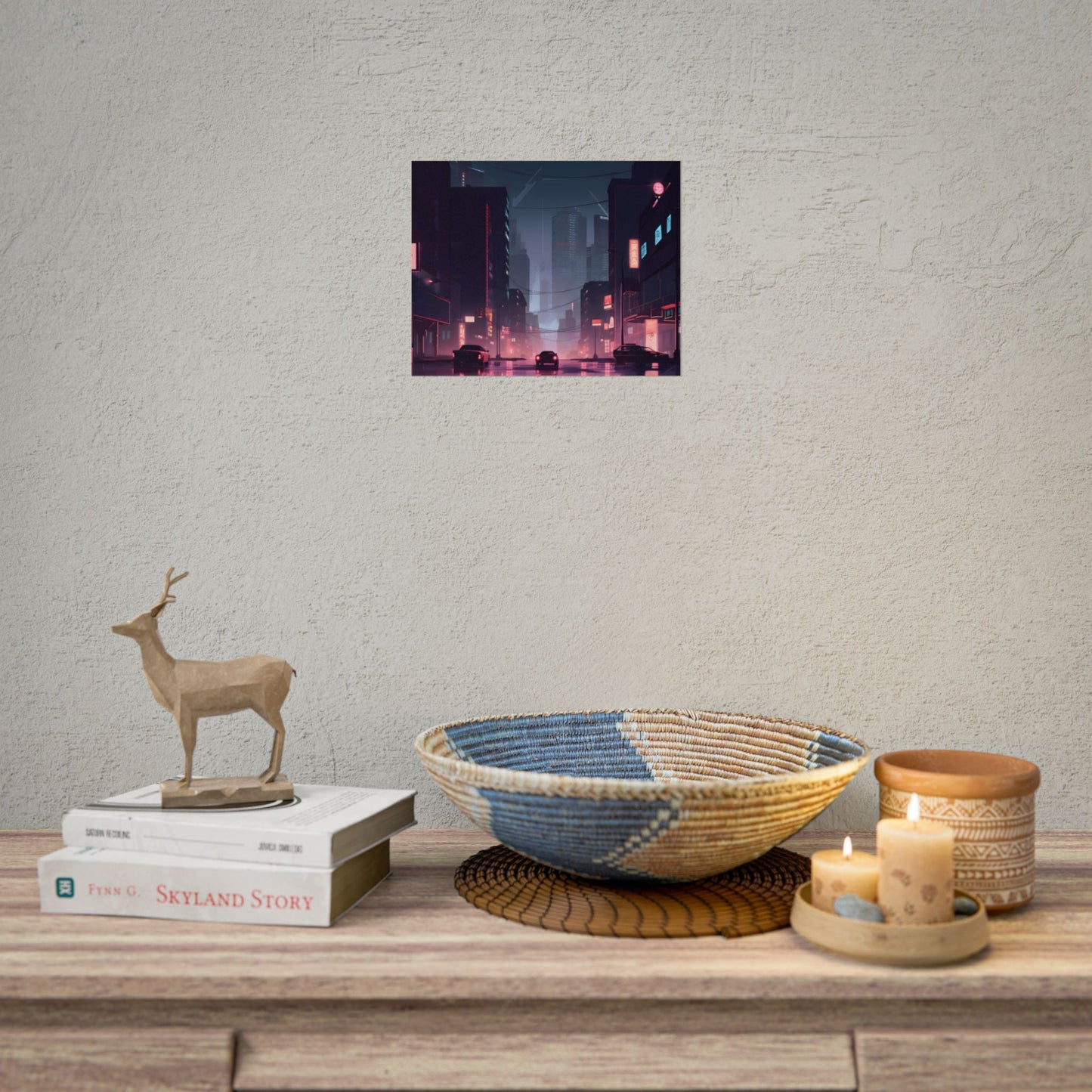 Cyberpunk Night: Melancholic Cityscape - Poster