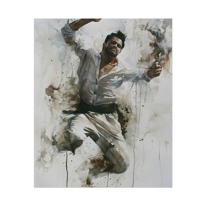 Watercolor Artwork: Man Dancing in Dynamic Movement - Poster