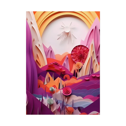 Vibrant Desert Oasis: Portrait Landscape Art Print - Poster