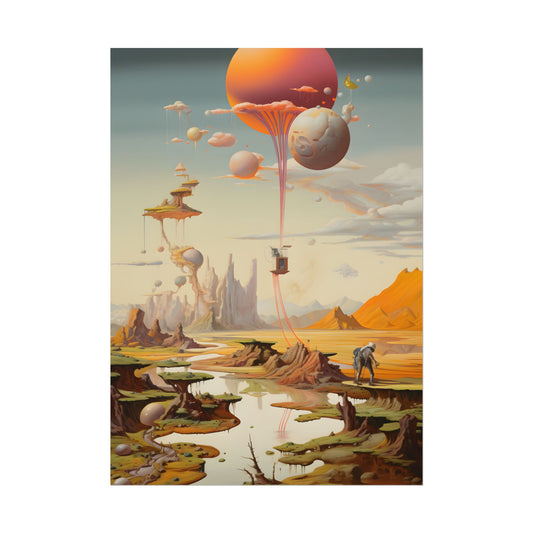 Surreal Psychedelic Dreamworld: Warm Toned Art - Poster