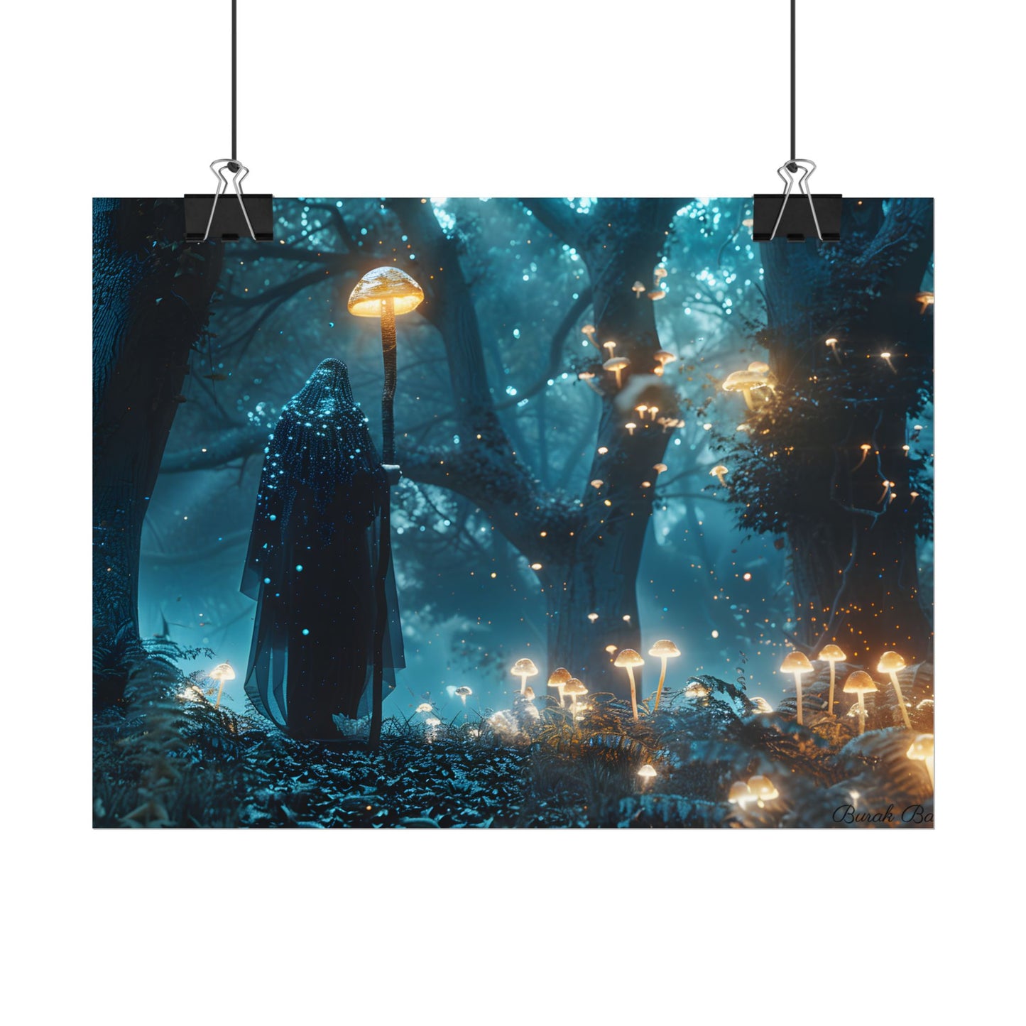 Whispers of Ancient Magic in a Moonlit Mystical Forest - Poster