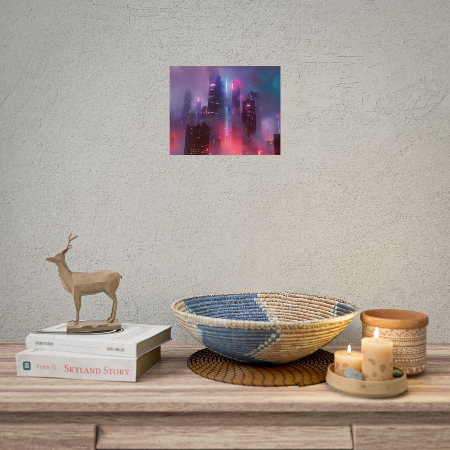Futuristic Cityscape: Neon Dreams in the Urban Sky - Poster