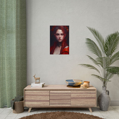 Redhead Portrait: Vibrant Dress Artwork - Poster
