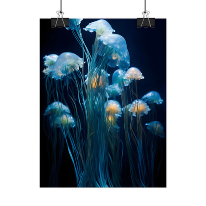 Bioluminescent Oceanic Ballet: Dancer's Magical Night Performance - Poster