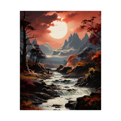 Breathtaking Waterfall Oil Painting: A Realistic Artwork - Poster
