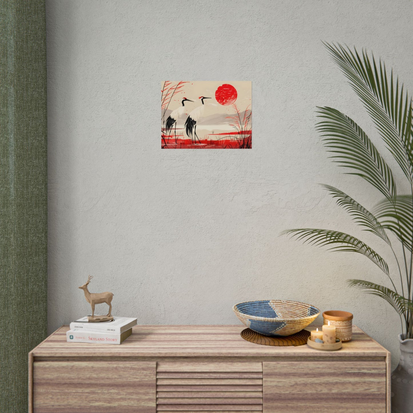 Peaceful Cranes in Serene Nature: Landscape Artwork - Poster