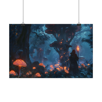 Mystical Forest Encounter: Vibrant Witch Artwork - Poster