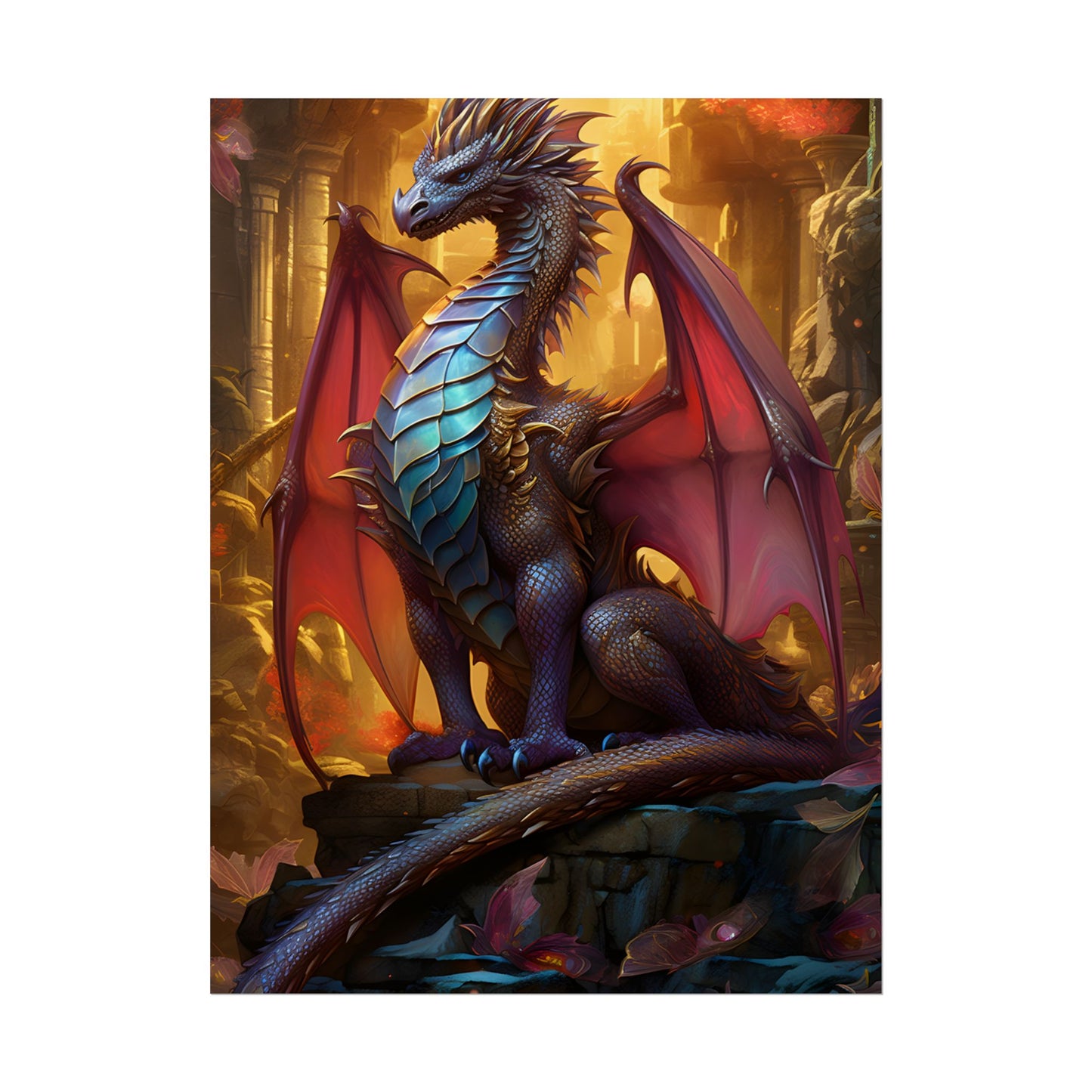 Ancient Dragon Guardian: Fantasy Artwork - Dragon Art - Poster