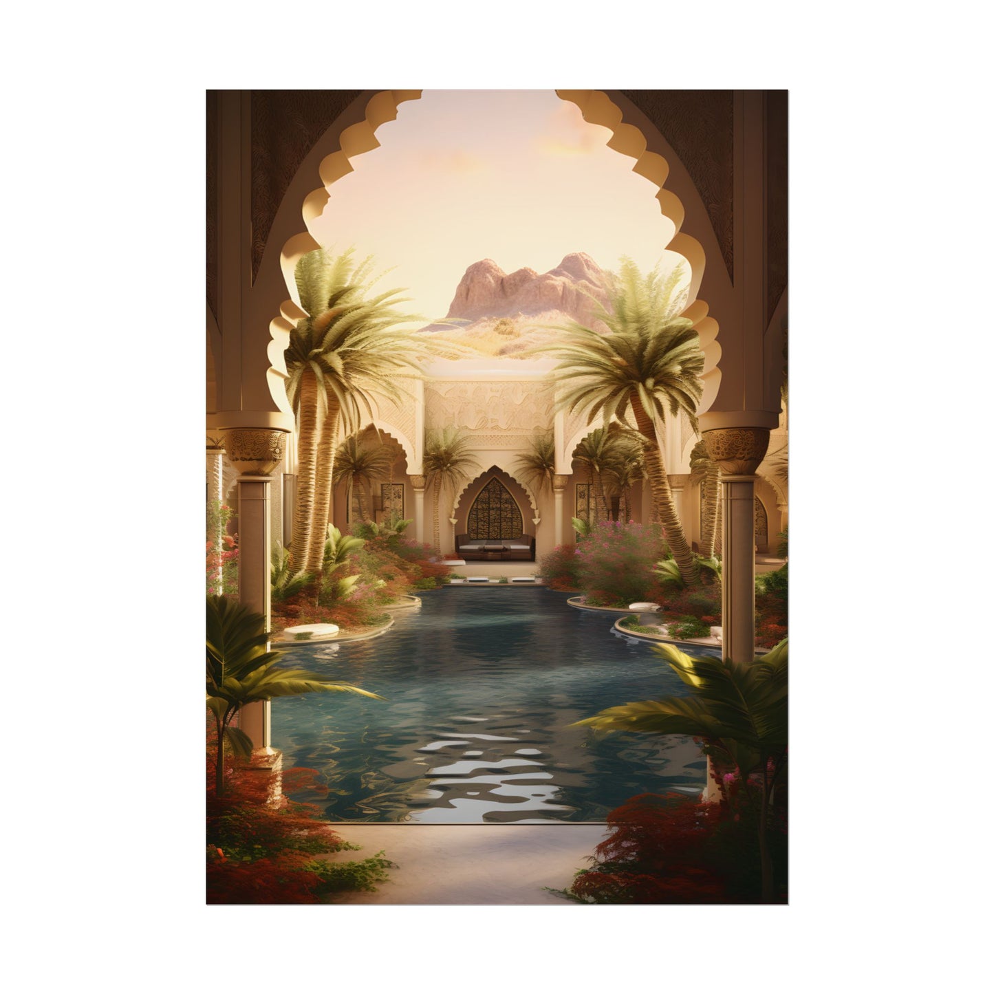 Serene Desert Oasis Art: Arabian Nights-Inspired Print - Poster