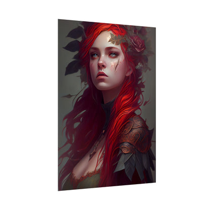Intimate Red Hair Portrait: Artistic Female Figure in Black Dress - Poster
