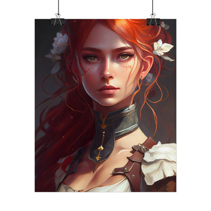 Redheaded Beauty: Formal Portrait in Dark Dress - Poster