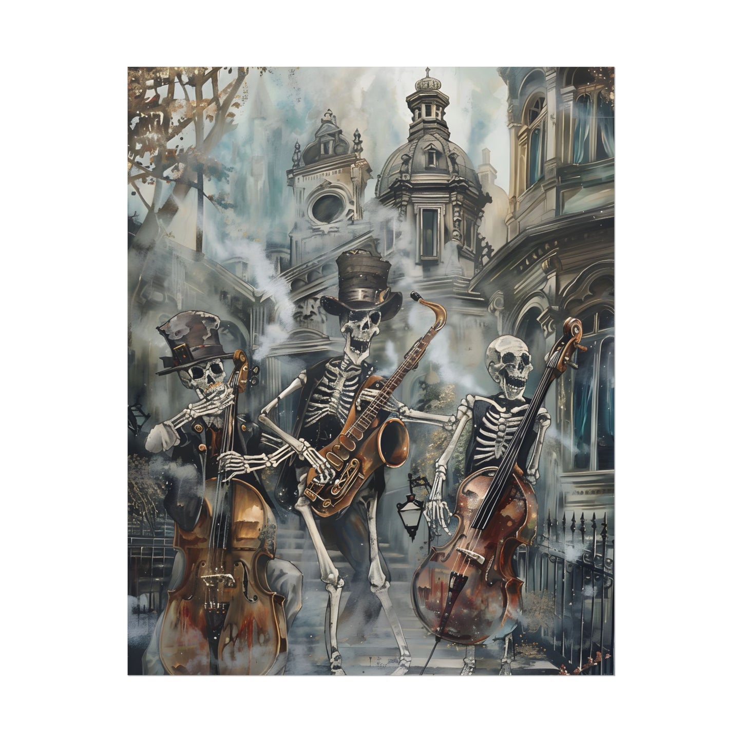 Victorian Lowbrow Jazz: Skeleton Band in Artistic Swing - Poster