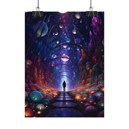 Celestial Art Gallery: Indoor Space with Starry Canvas - Poster