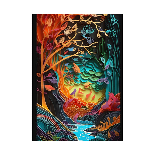 Peaceful Island Oasis: Paper Quilling Landscape Art - Poster