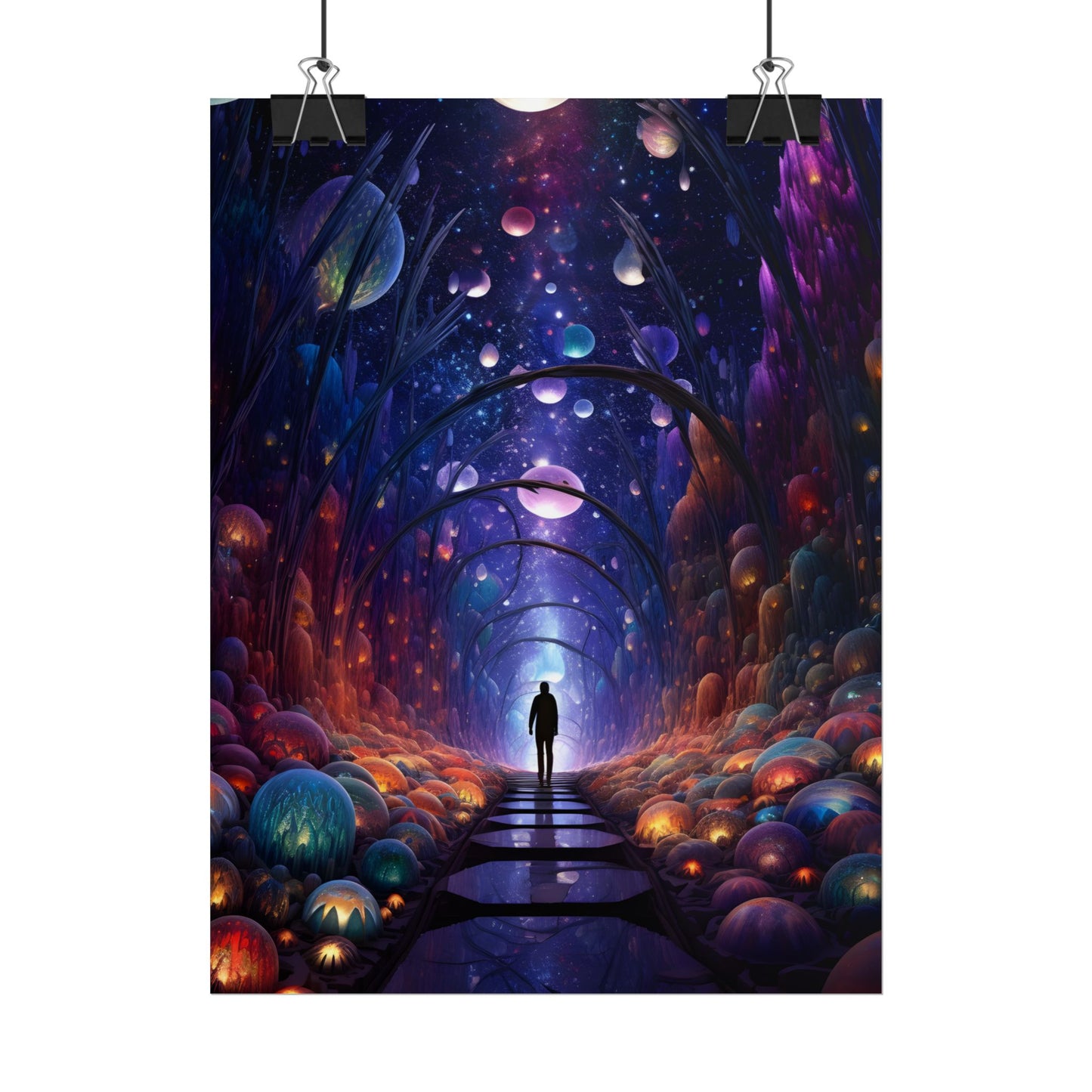 Celestial Art Gallery: Indoor Space with Starry Canvas - Poster