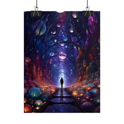 Celestial Art Gallery: Indoor Space with Starry Canvas - Poster