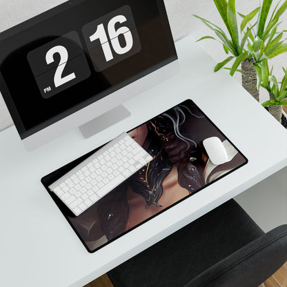 Glamorous Mid-20s Female Portrait: Black Hair Artwork - Desk Mat