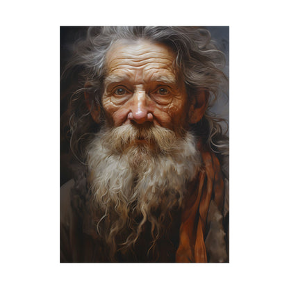 Elderly Wisdom: Realistic Portrait Art - Poster