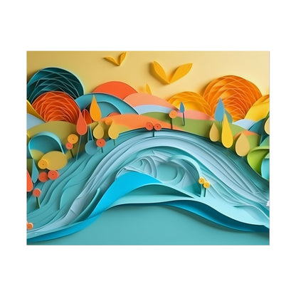 Magical Peaceful Beach: Paper Quilled Serenity - Poster