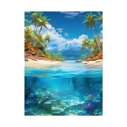 Tropical Paradise Tranquility: Lush Island Getaway Art - Poster