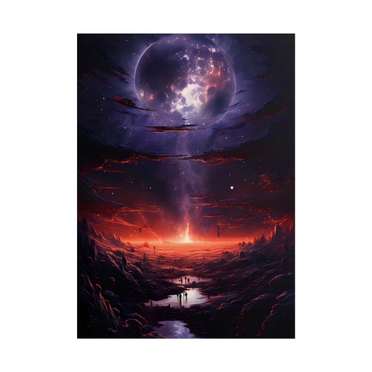 Vivid Black Hole Planet: A Detailed Cosmic Artwork - Poster