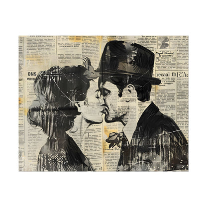 Vintage Romance Couples: Newsprint Artwork - Intimate Moments - Poster
