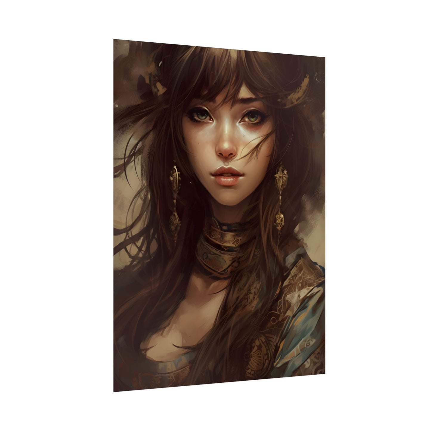 Enchanting Brunette Portrait: Gentle Beauty - Poster