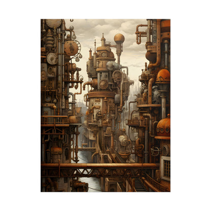 Steampunk Cityscape: Vintage Parisian Dreamscape - Poster