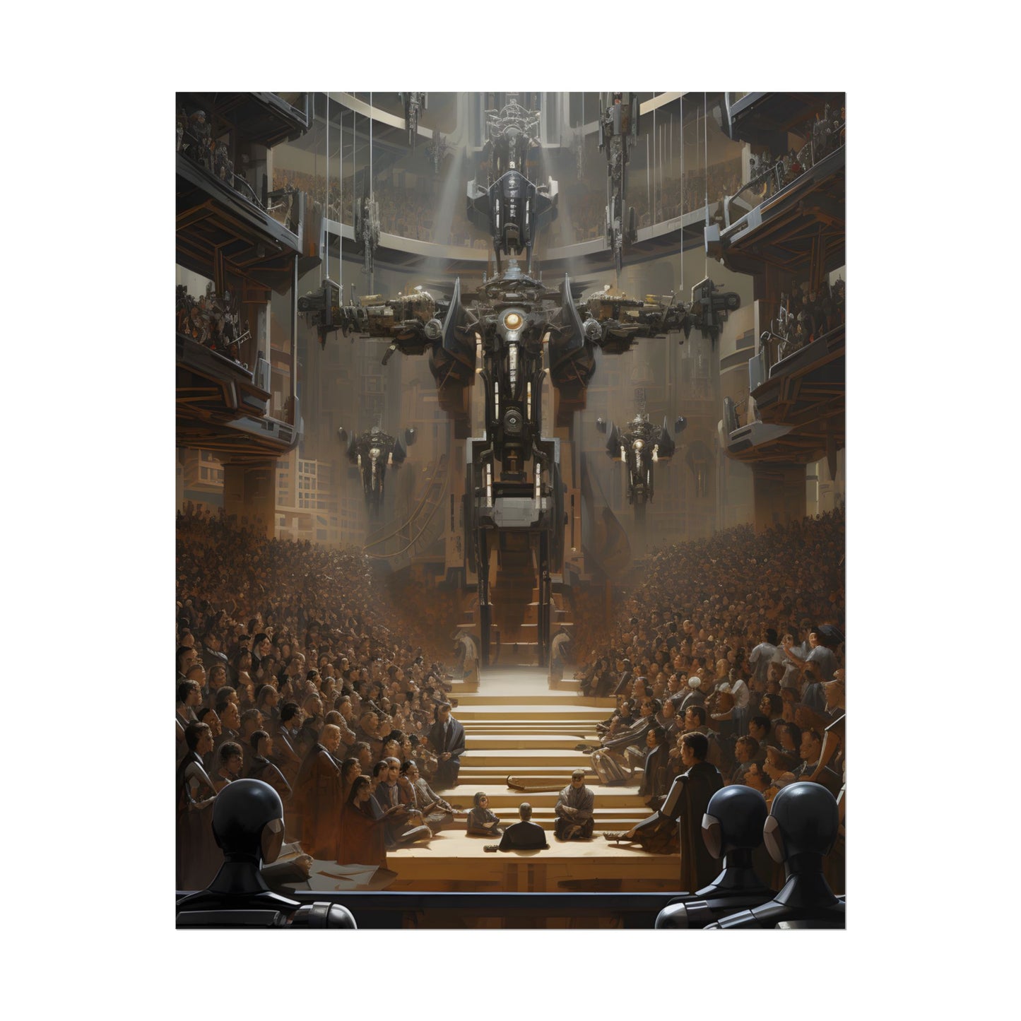 Robot Symphony: Elevated View of Robot Orchestra - Poster