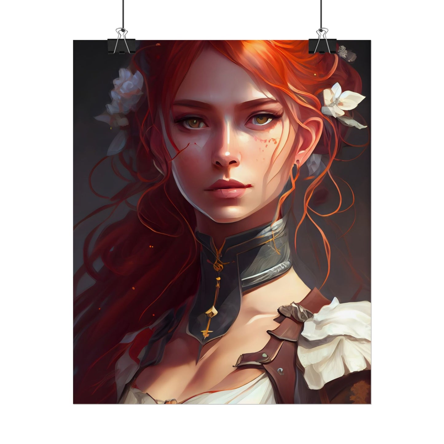 Redheaded Beauty: Formal Portrait in Dark Dress - Poster