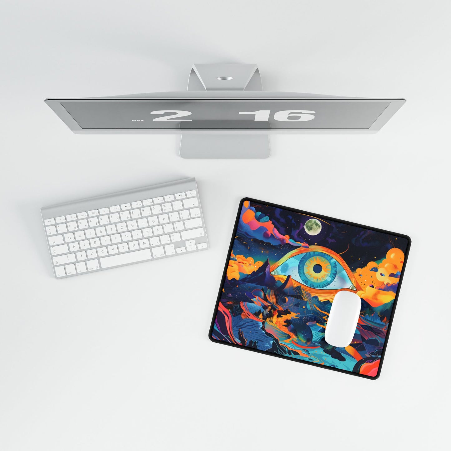 Surreal Landscape with Giant Eye: Mysterious Artwork - Desk Mat