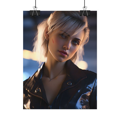 Cyberpunk Teenage Girl: Blonde Digital Art - Poster