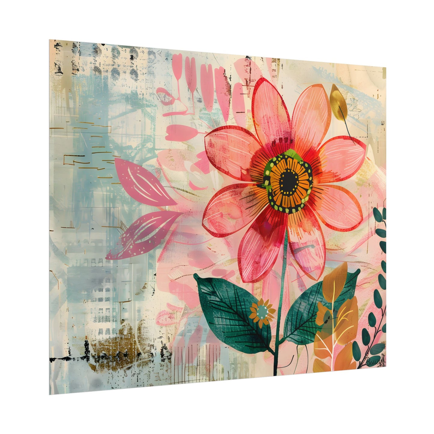 Blooming Growth: Whimsical Flower Art - Poster