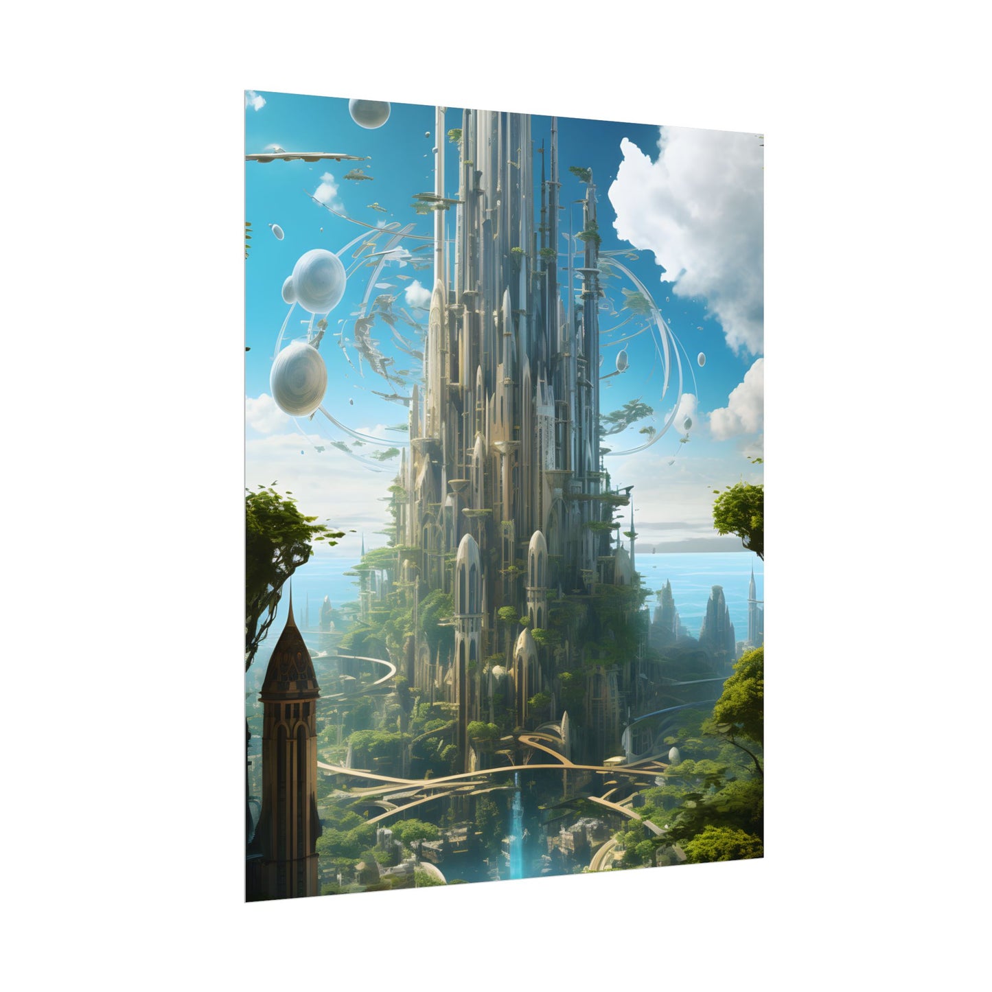 Breathtaking Floating City: Urban Waterways Digital Art - Poster