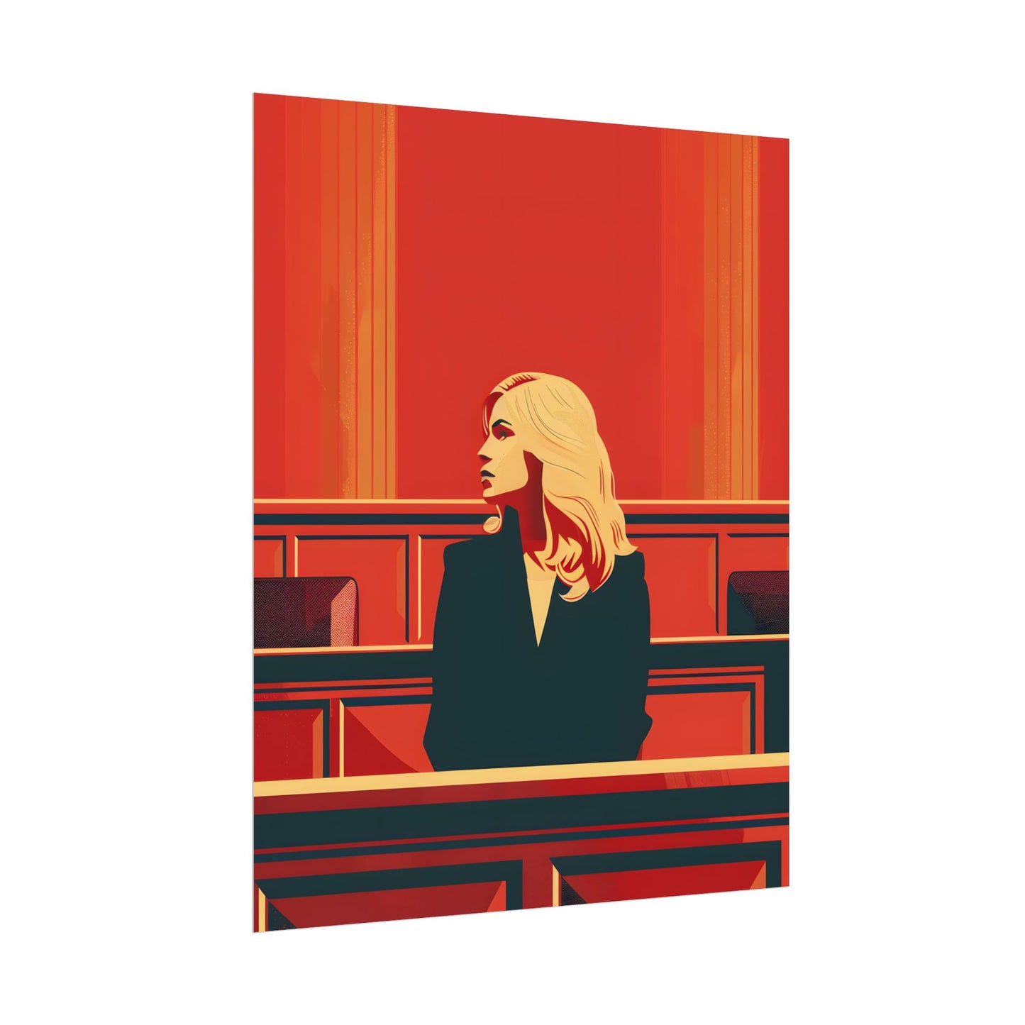 Elegant Woman in White: Modern Art Portrait - Poster